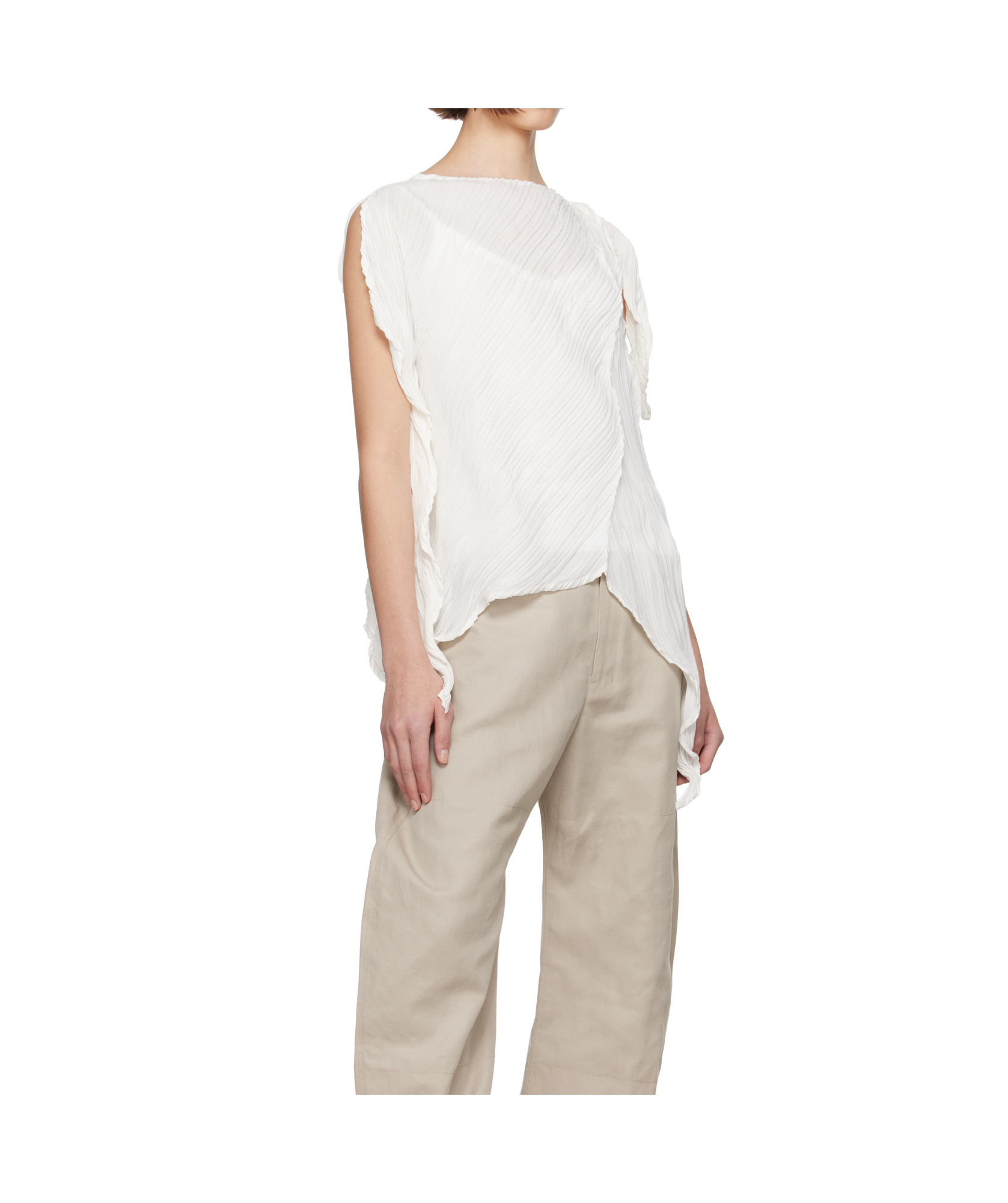 Shop Issey Miyake Wrinkled Twisted Top