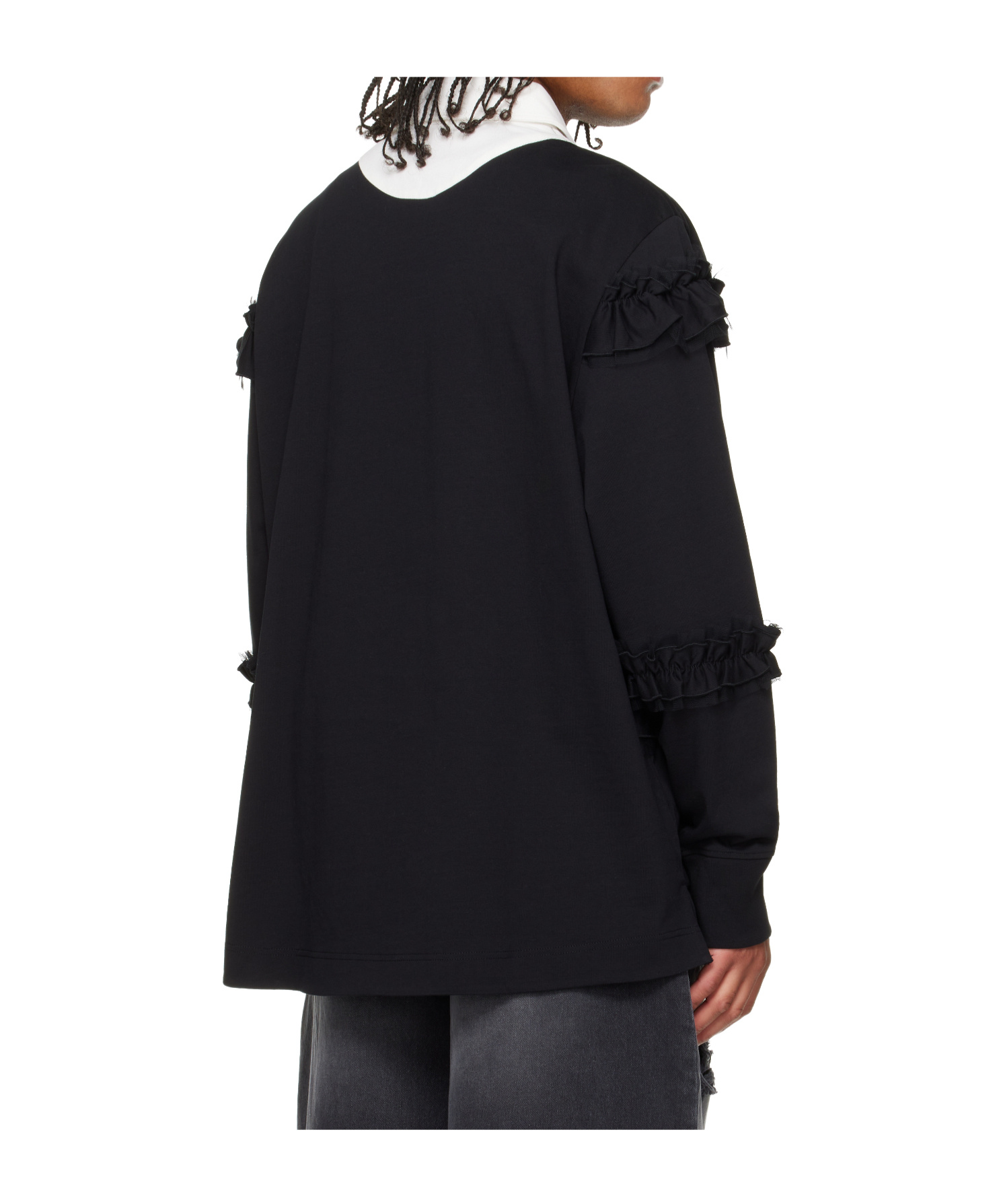 Simone Rocha Ruffled Rugby Polo Shirt In Black