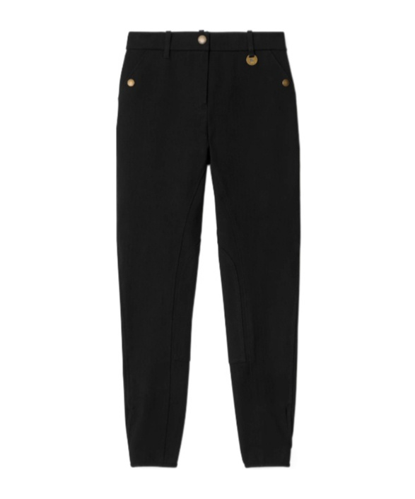 Burberry Herringbone Stretch Cotton Jodhpurs In Black