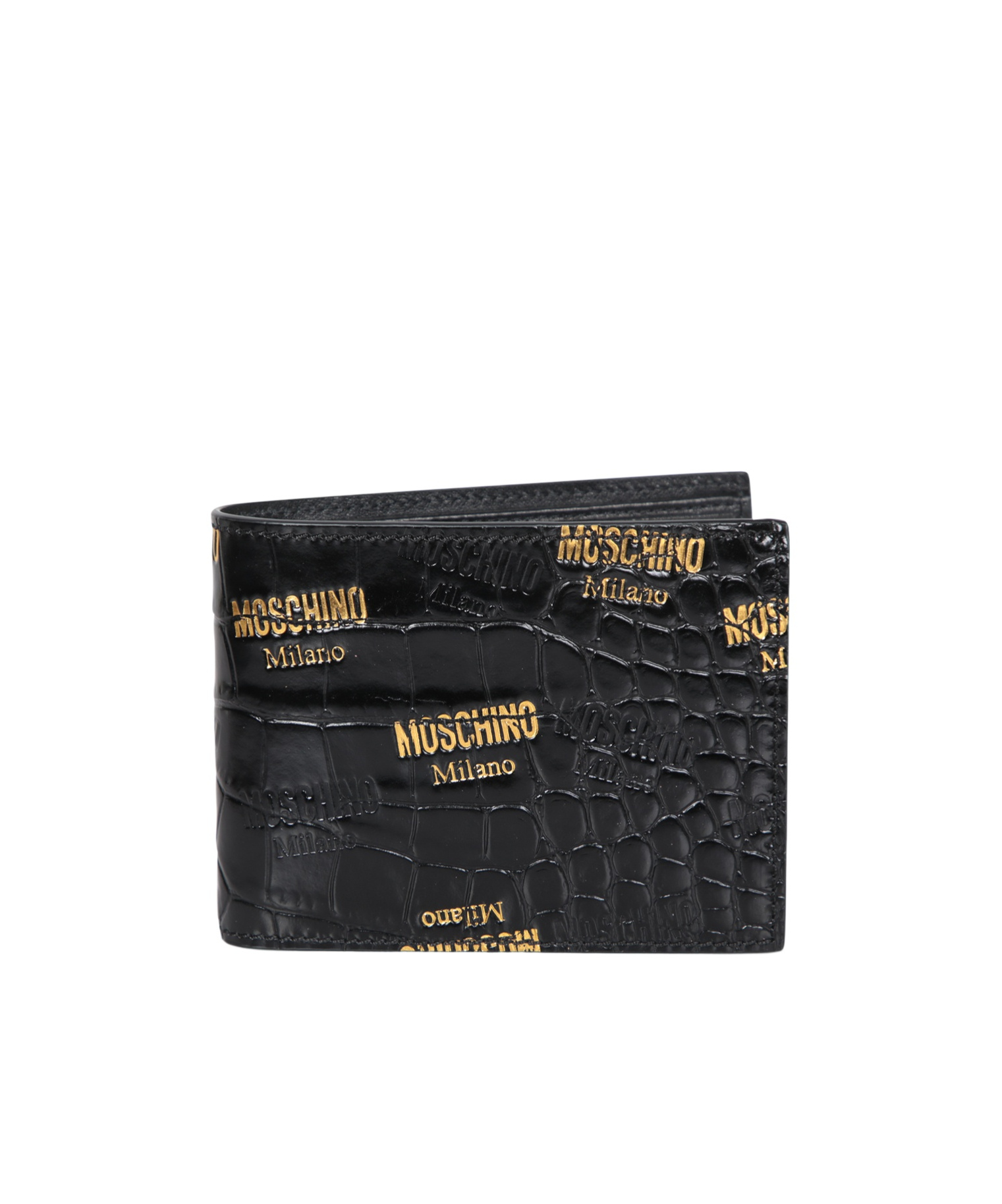Moschino Embossed Bi-fold Wallet In Black