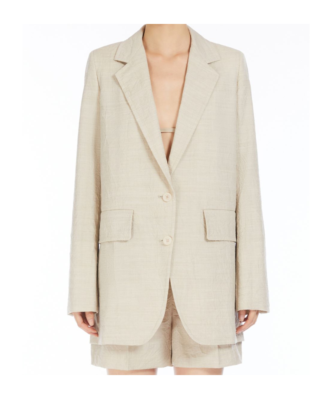 Max Mara Long-sleeved Suit Coat In Nude