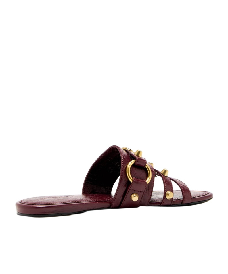 Balenciaga Grape Leather City Slippers In Burgundy