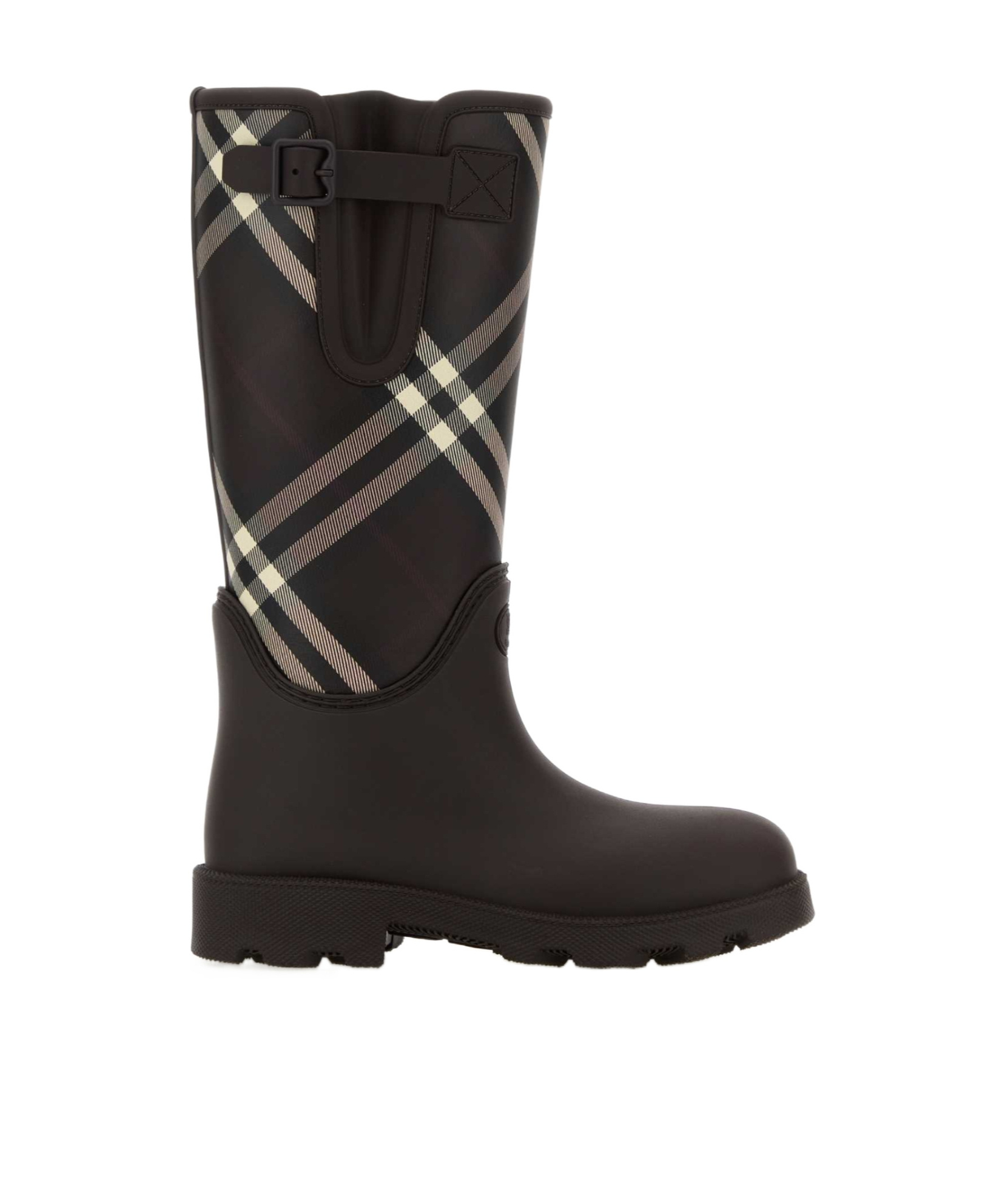 Burberry Rubber Marsh Stamp Check Rain Boots In Black