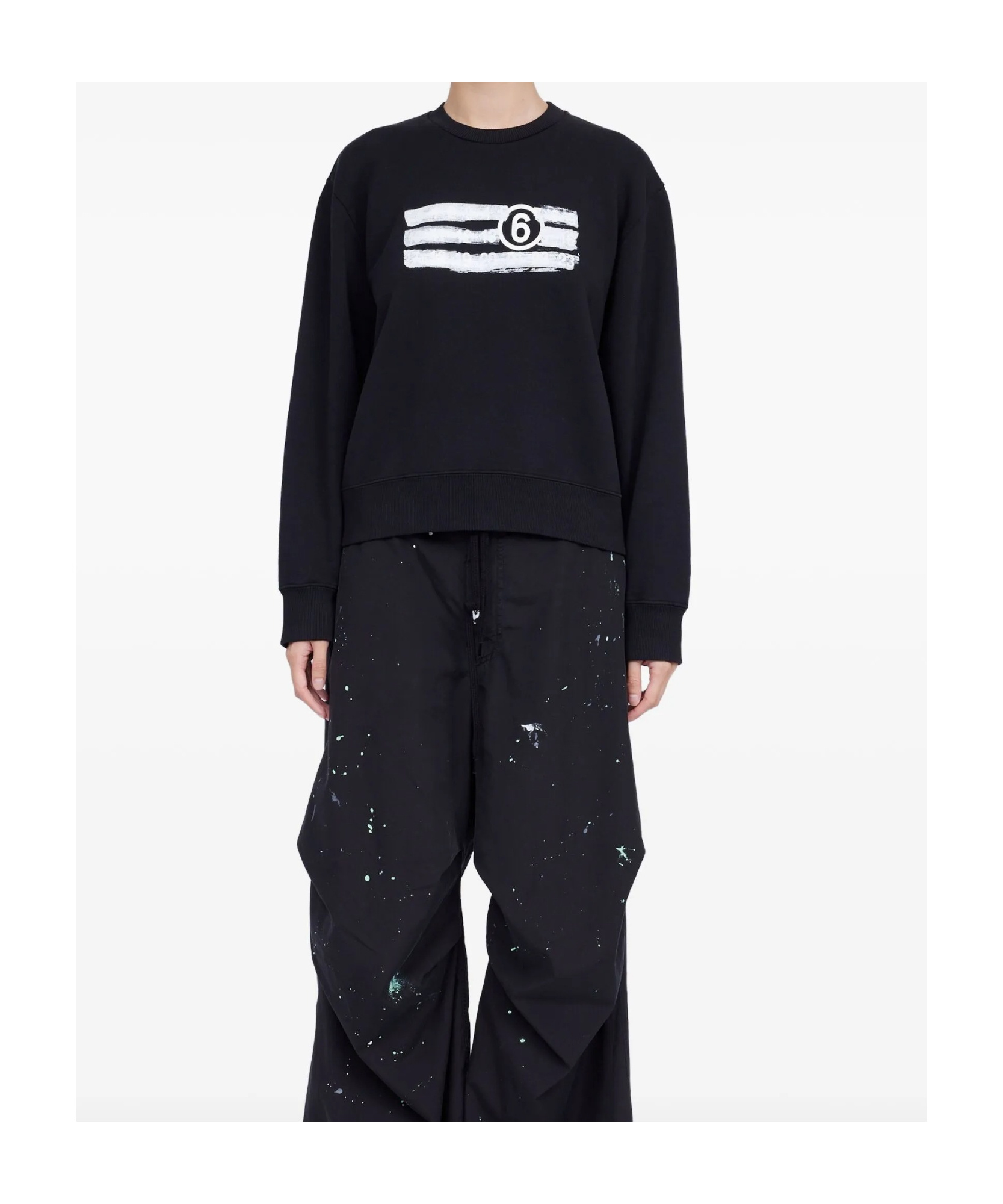 Shop Mm6 Maison Margiela Jersey Sweatshirt In Black