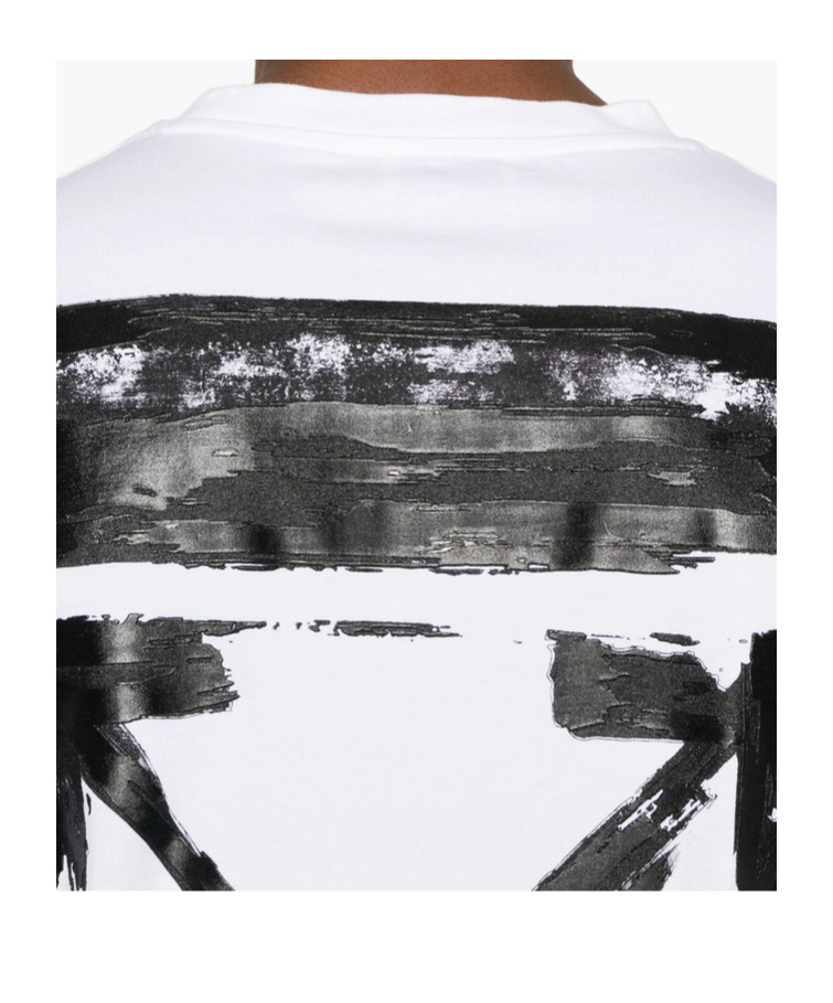 Off-white Cotton T-shirt With Graphic Design And Crew Neck In Multi