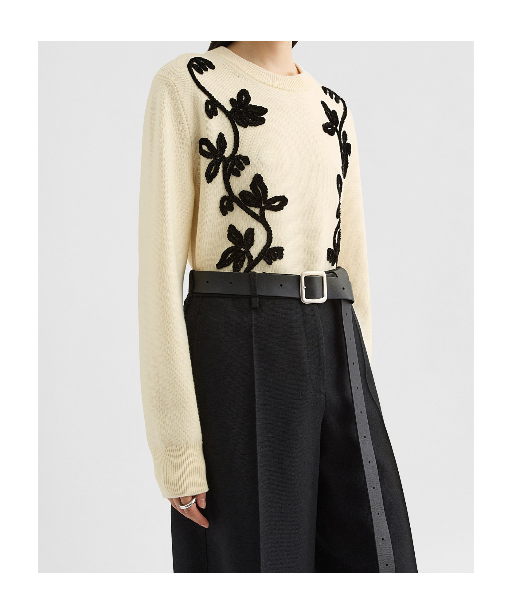 Shop Jil Sander Wool Embroiderd Sweater