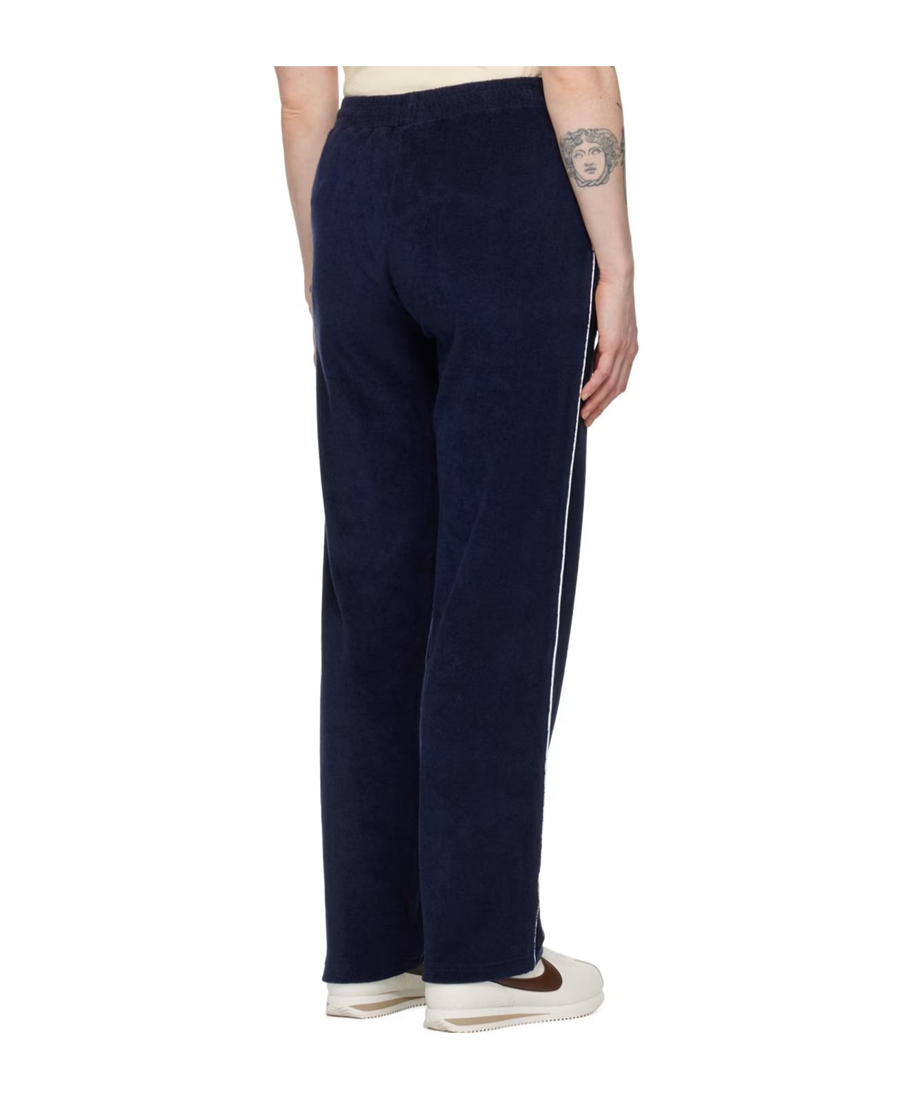 Sporty And Rich Embroidered Cotton-velour Track Pants In Black