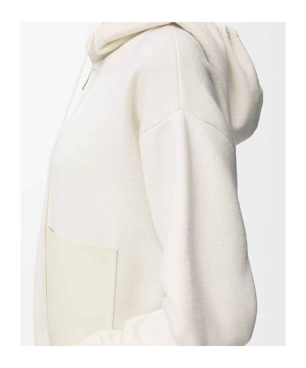 Loewe Zip-up Hoodie In Wool In White