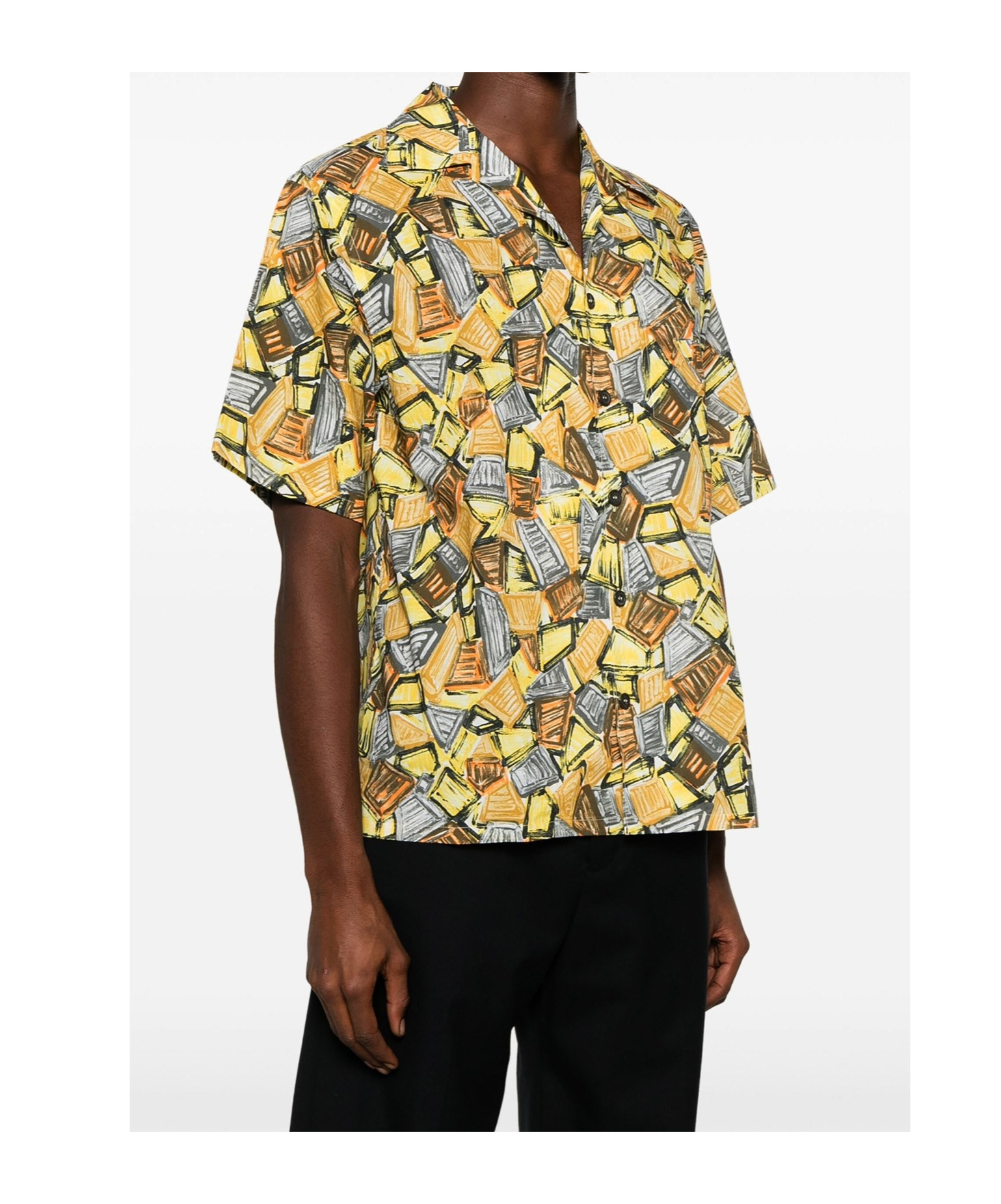 Prada Printed Batista Shirt In Yellow