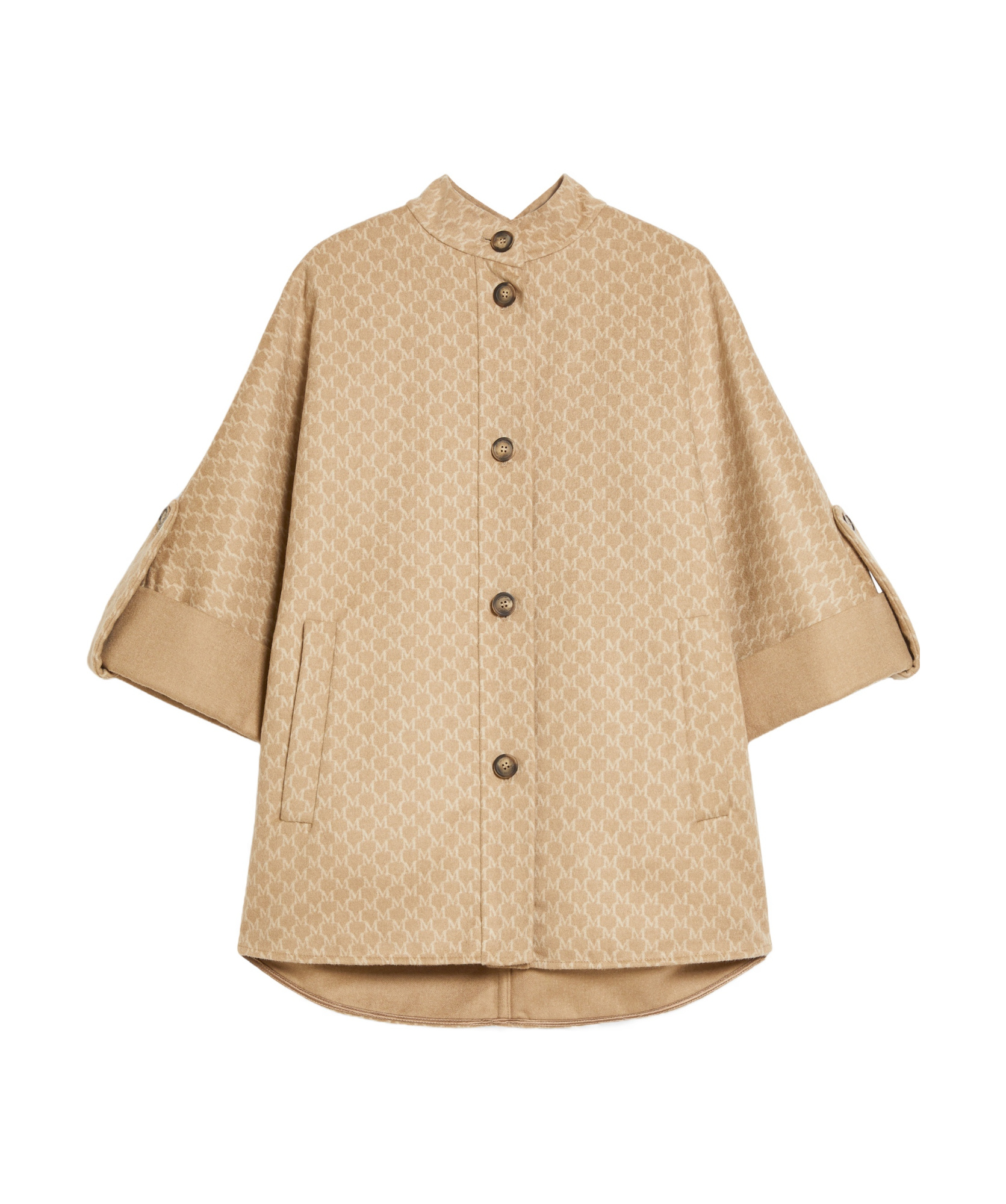 Max Mara Jacquard Wool And Cashmere Cape In Nude
