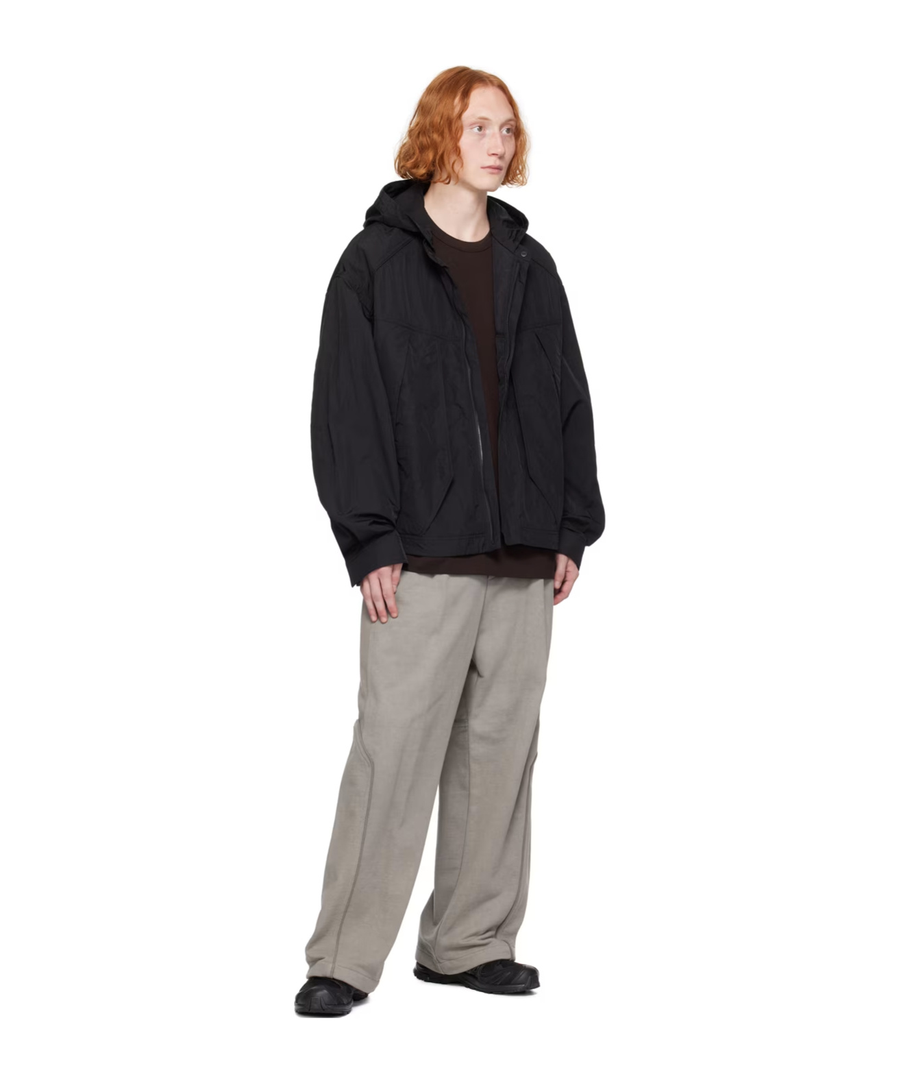 Juunj Hooded Long-sleeved Casual Jacket In Black