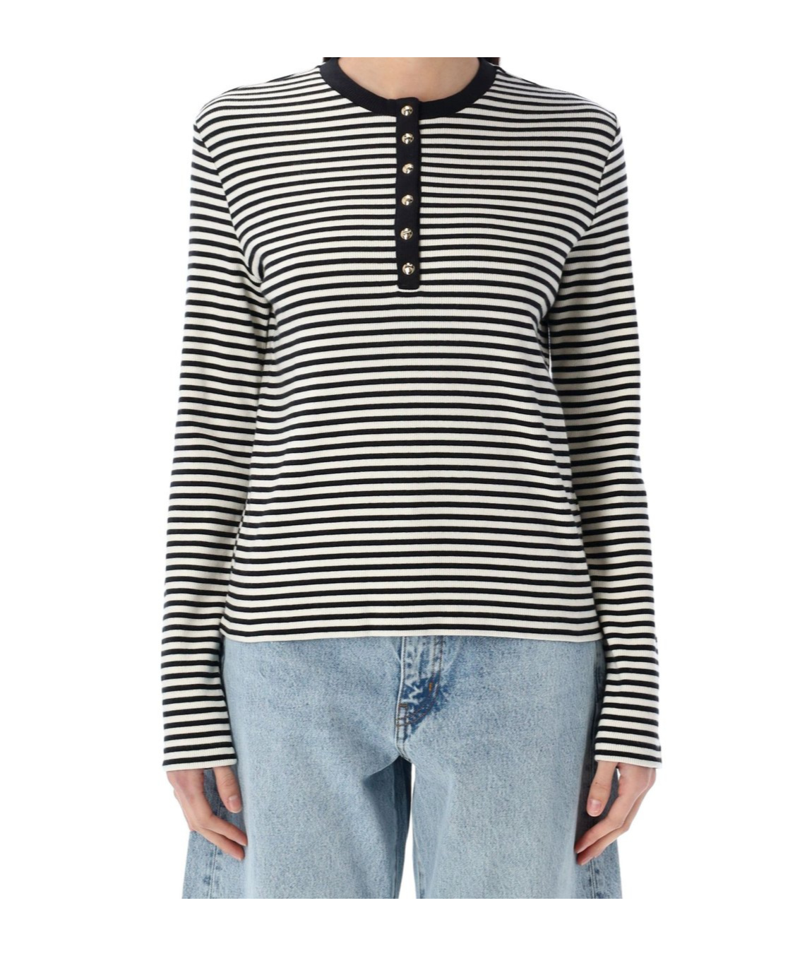 Shop Anine Bing Crew Neck Long Sleeve T-shirt