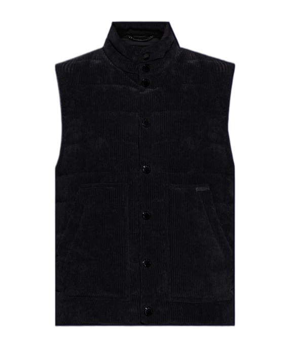 Dolce & Gabbana Logo Patch Corduroy Jacket In Black