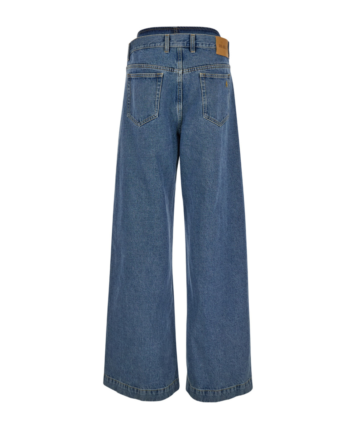 Attico Blue Wide Jeans With Double Waistline In Denim Woman In Blue