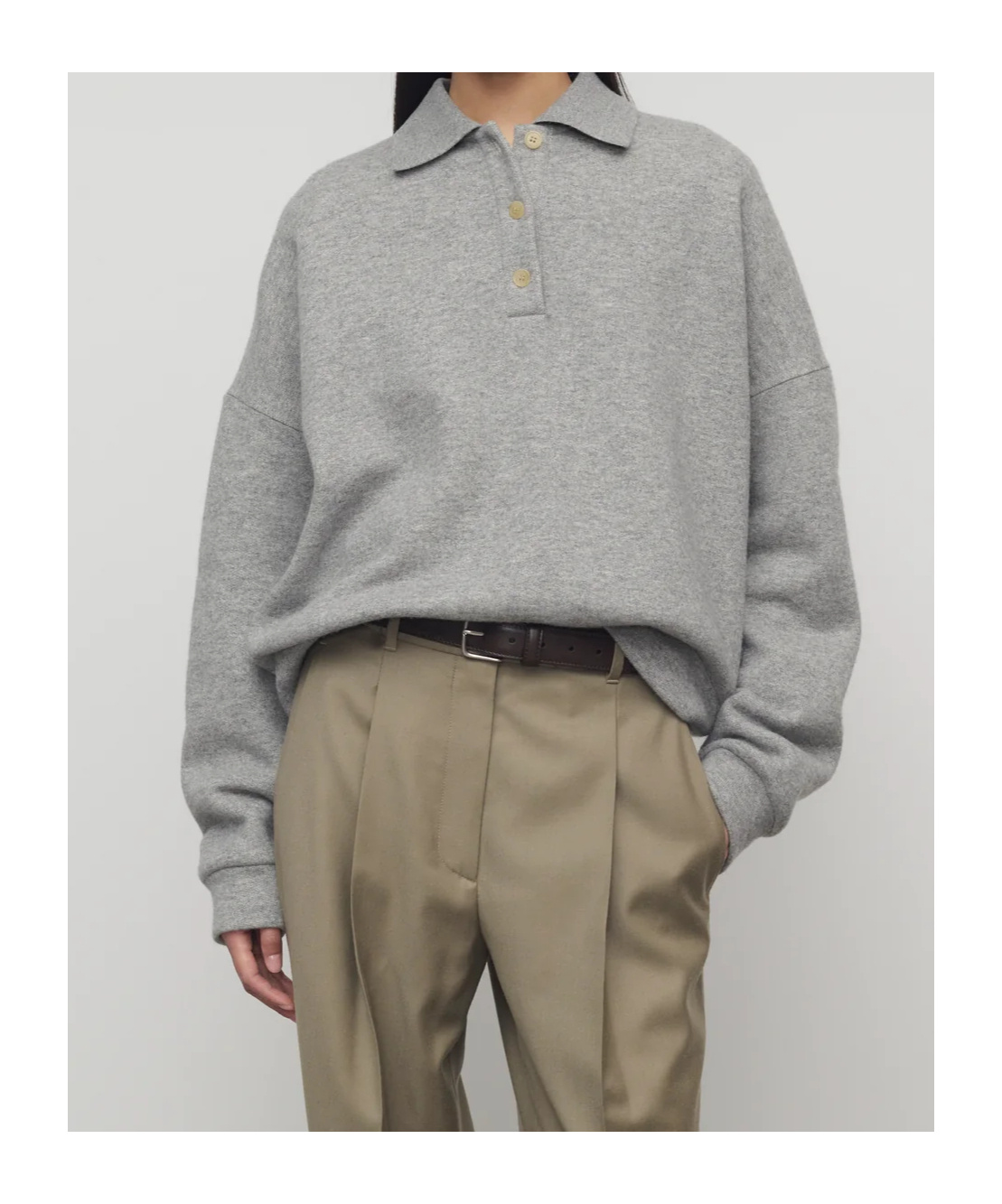 The Row Corzas Cashmere And Cotton Polo Sweater In Gray