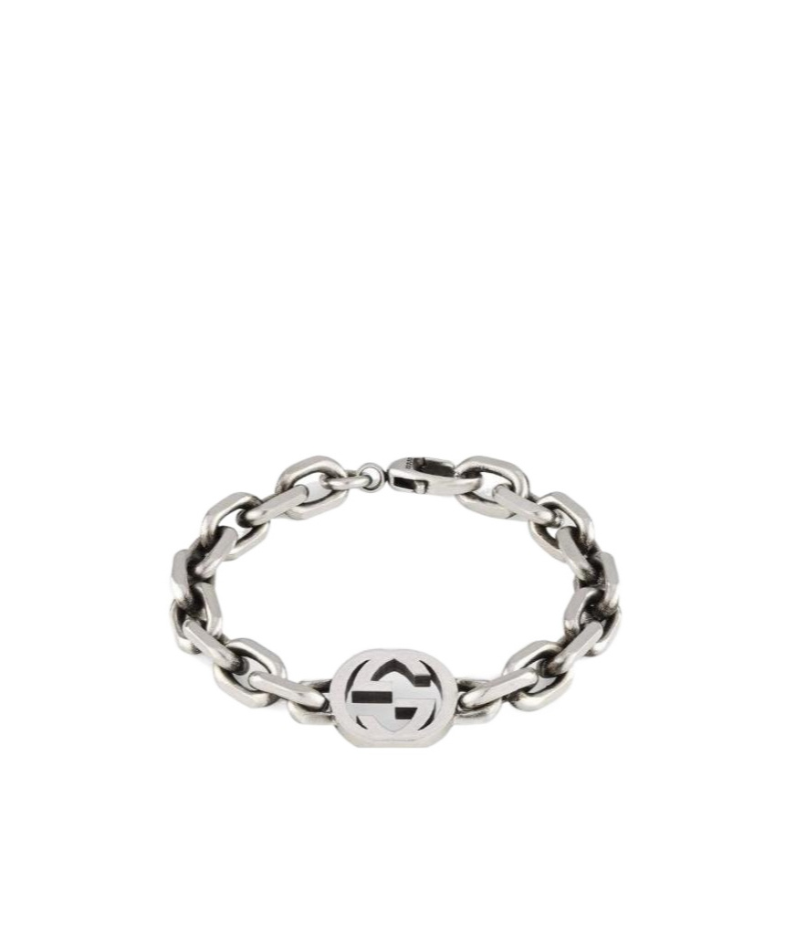 Gucci Sterling Silver Interlocking G Bracelet In Metallic