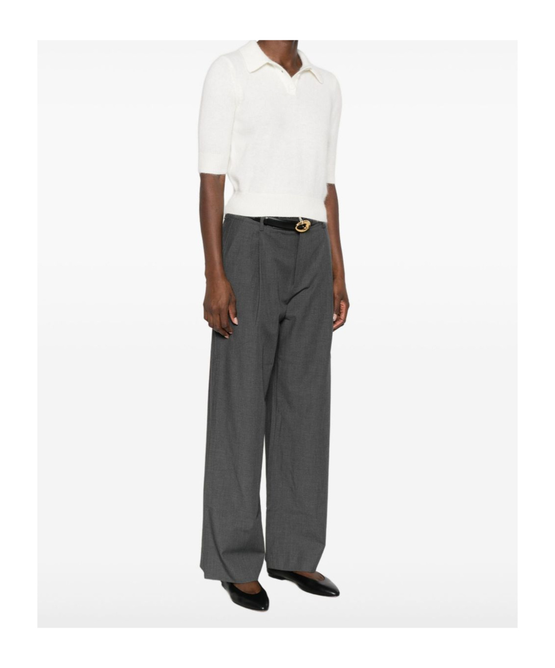 Twinset Brushed-effect Polo Top In White