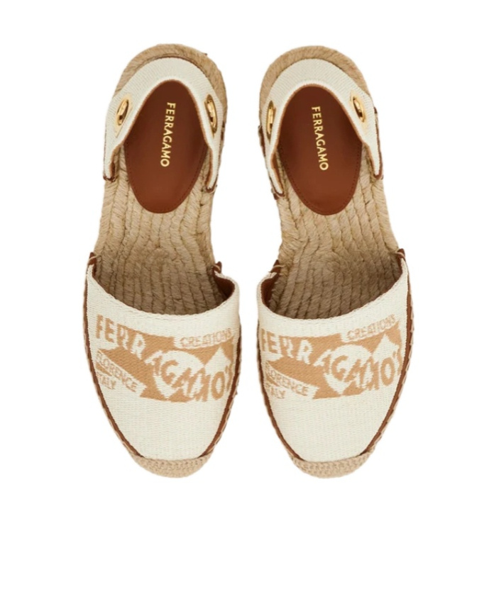 Ferragamo 70mm Logo-jacquard Espadrilles In Brown