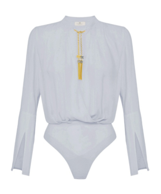 Elisabetta Franchi Long-sleeved Jumpsuit In Metallic