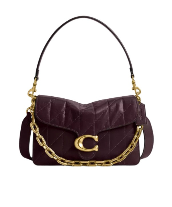 Coach Chain Tabby Shoulder Bag With Quilting In Purple
