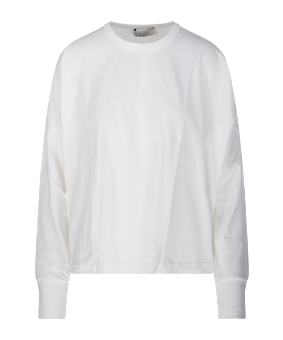 Studio Nicholson White Crewneck Long Sleeve T-shirt In White