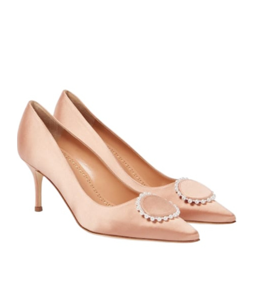Manolo Blahnik Satin Pointed-toe High Heels In Pink