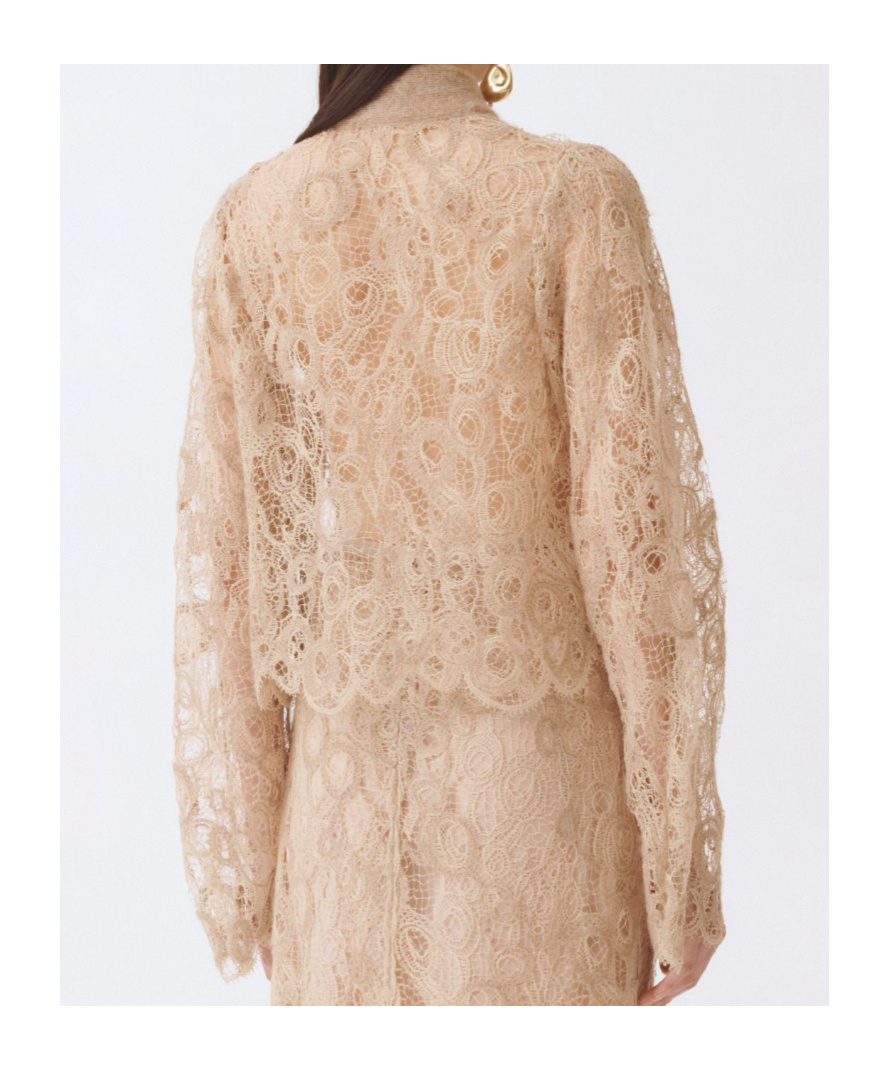 Fabiana Filippi Lace Cropped Shirt In Neutral