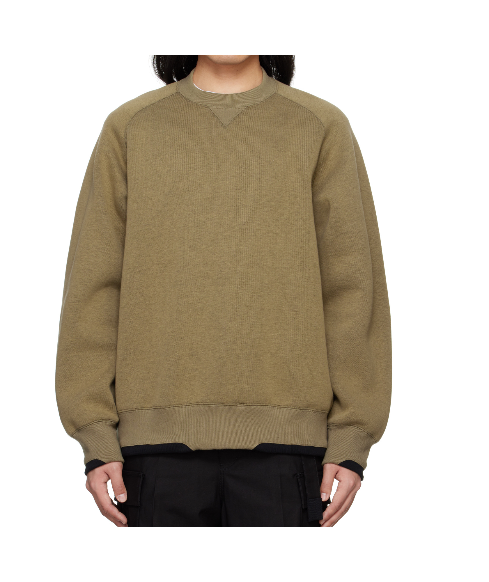 Sacai Crew Neck Sweatshirt In Brown