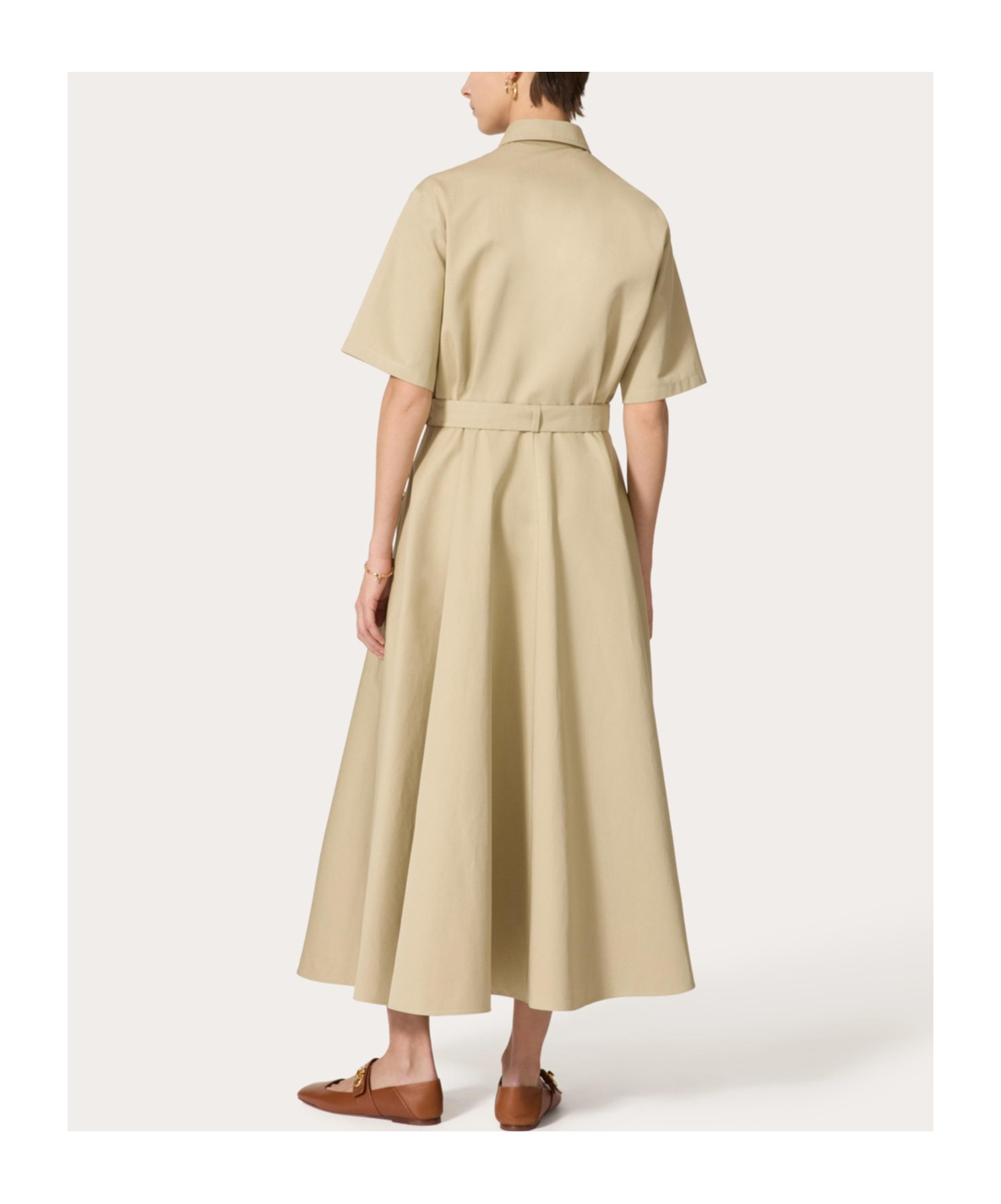 Valentino Cotton-linen V-detail Shirt Dress In Nude
