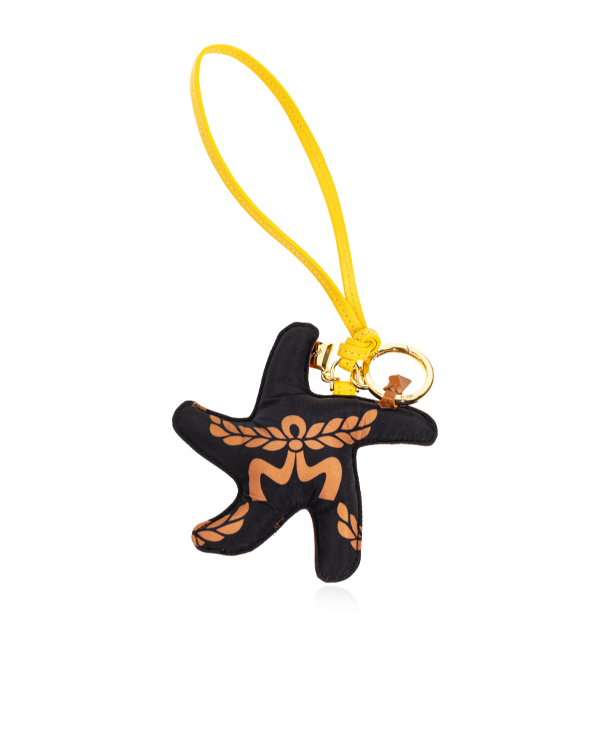 Mcm Keychain (with Ornaments) In Brown