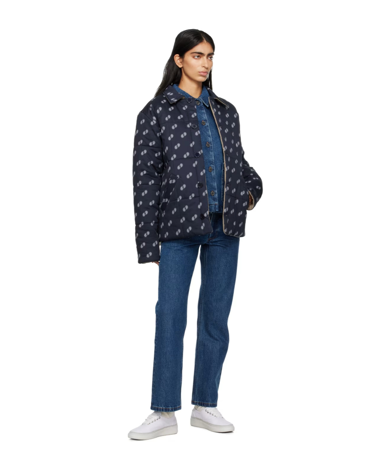 Apc Navy Lenny Reversible Jacket In Black