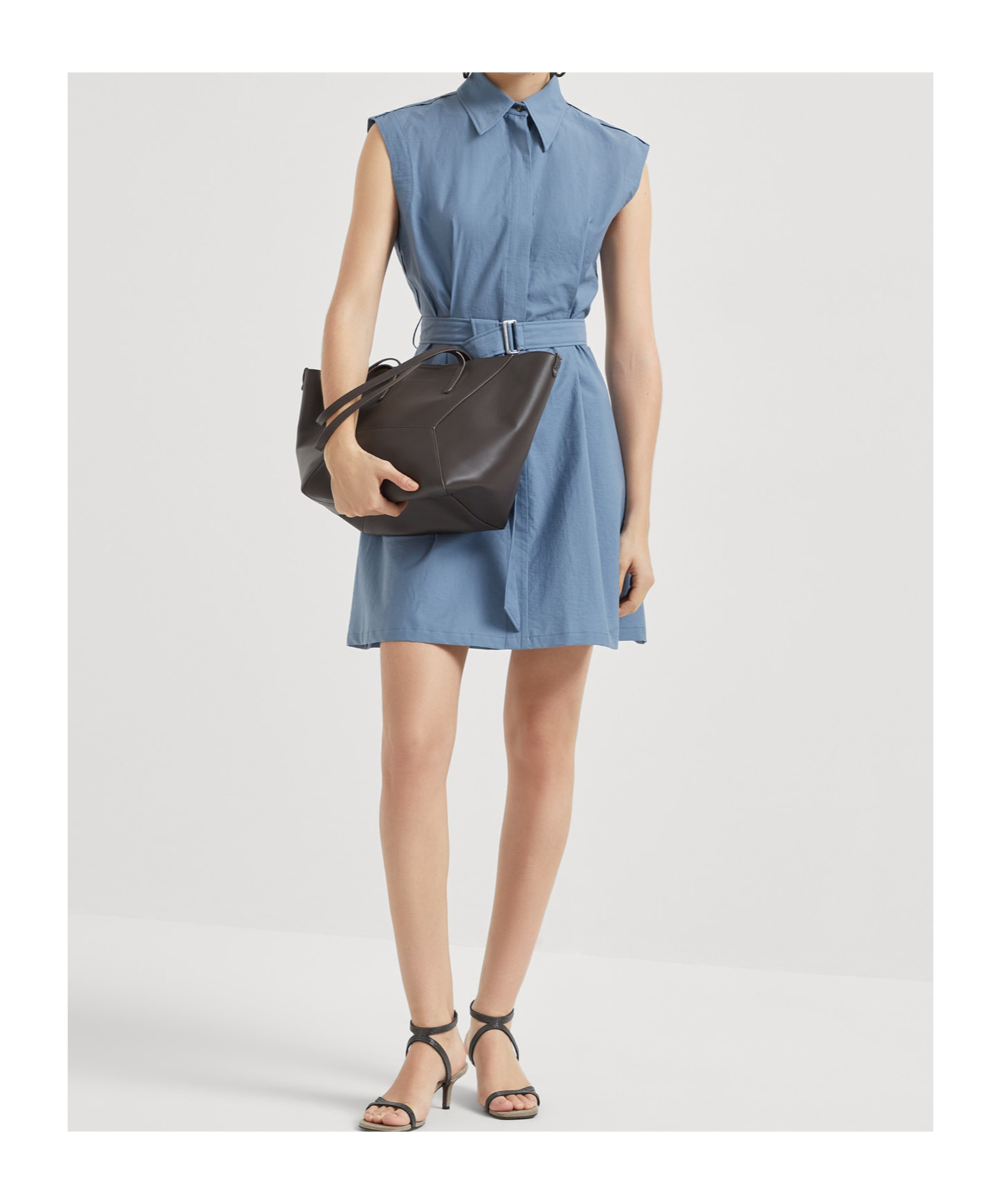 Brunello Cucinelli Mini Chemisier Dress With Monili