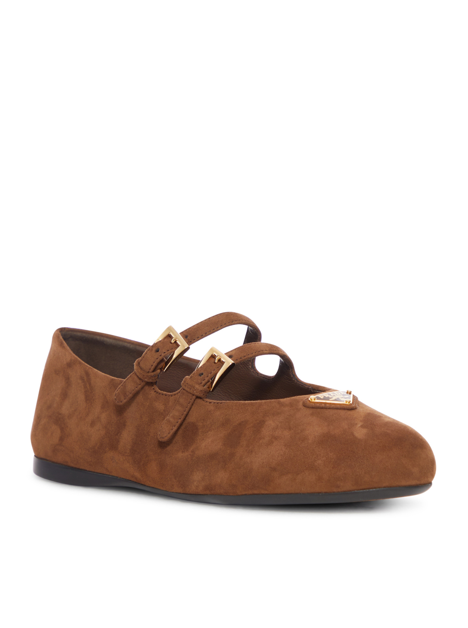 Prada Round Toe Ballet Shoes In Brown