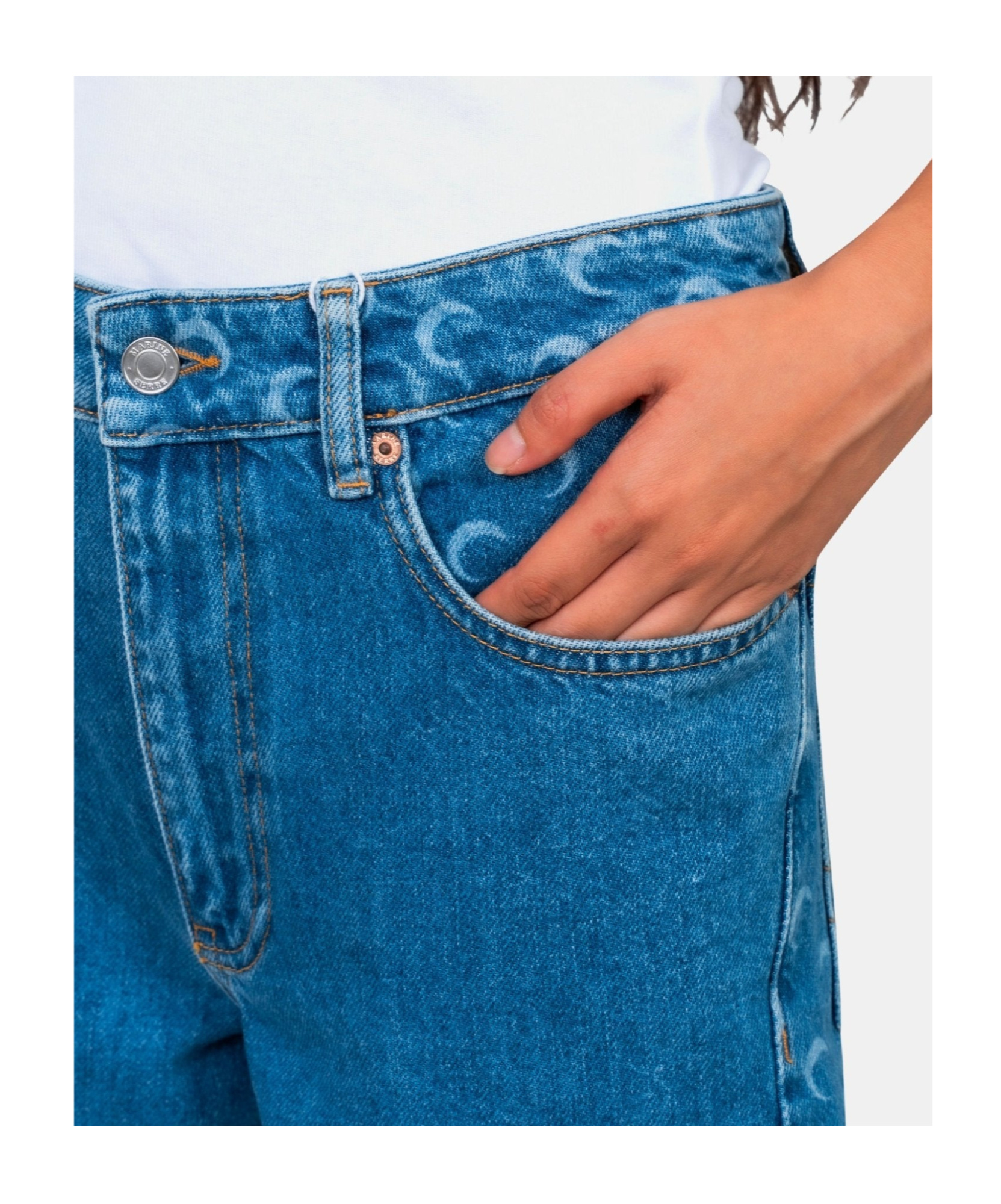 Marine Serre Jeans With Belt Loops In Blue