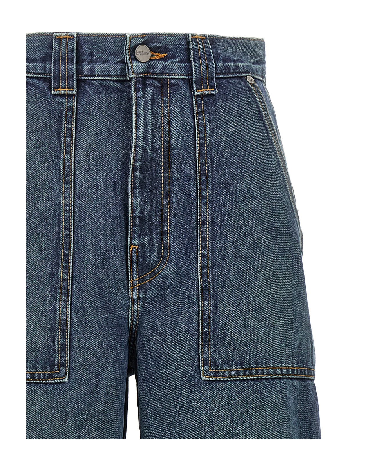 Khaite Hewey Cropped High-rise Wide-leg Jeans In Blue