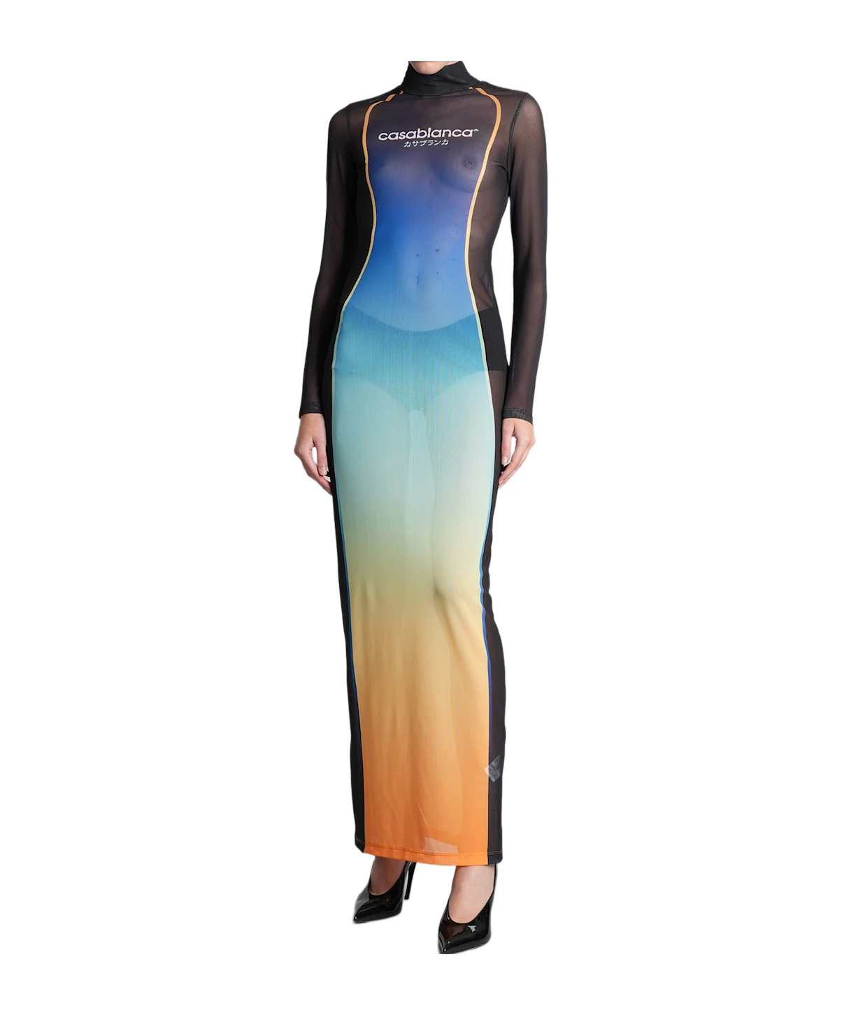 Casablanca Gradient Effect Long Dress In Multi