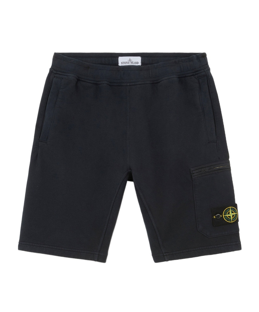 Stone Island Work Bermuda Shorts With Pockets In Black