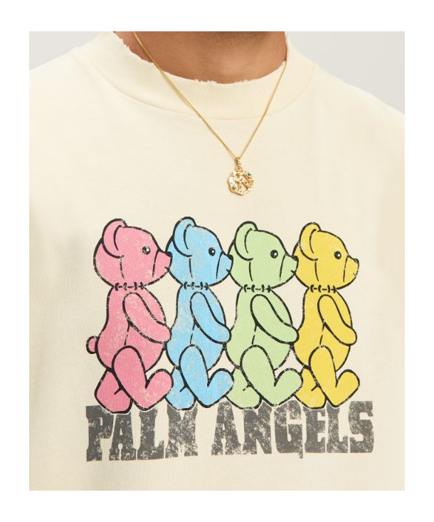 Shop Palm Angels Crossroads Bears Printed Crewneck T-shirt In White