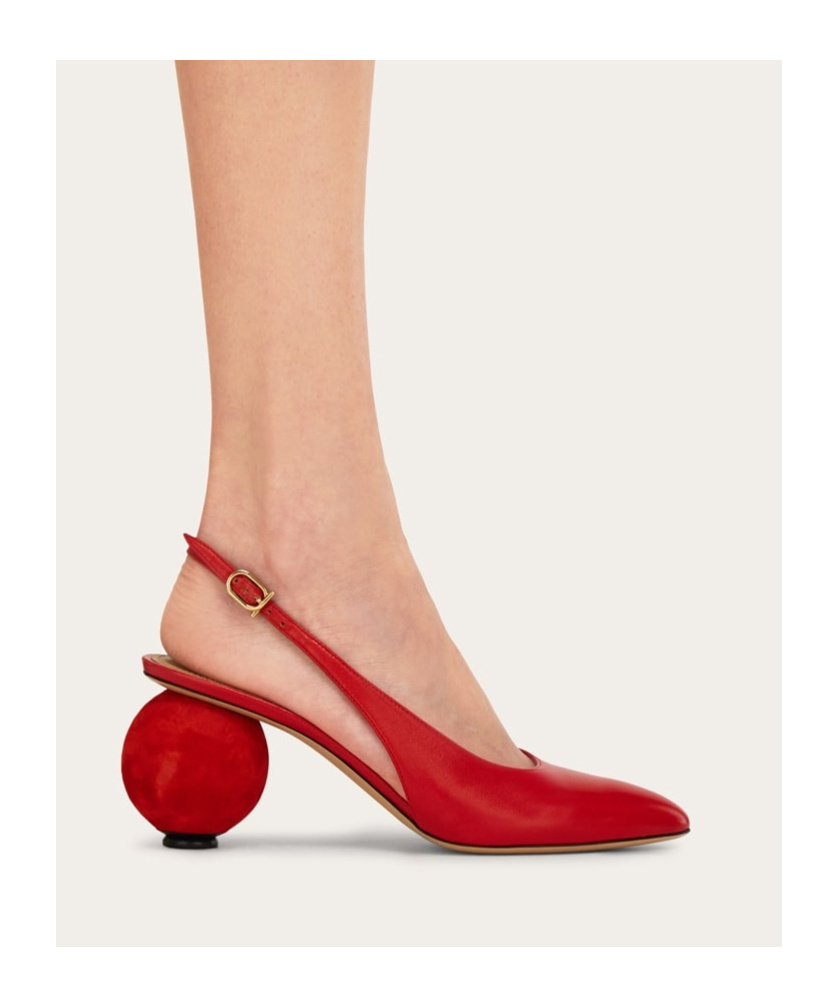Ferragamo Spherical Heel Slingback Pump In Red