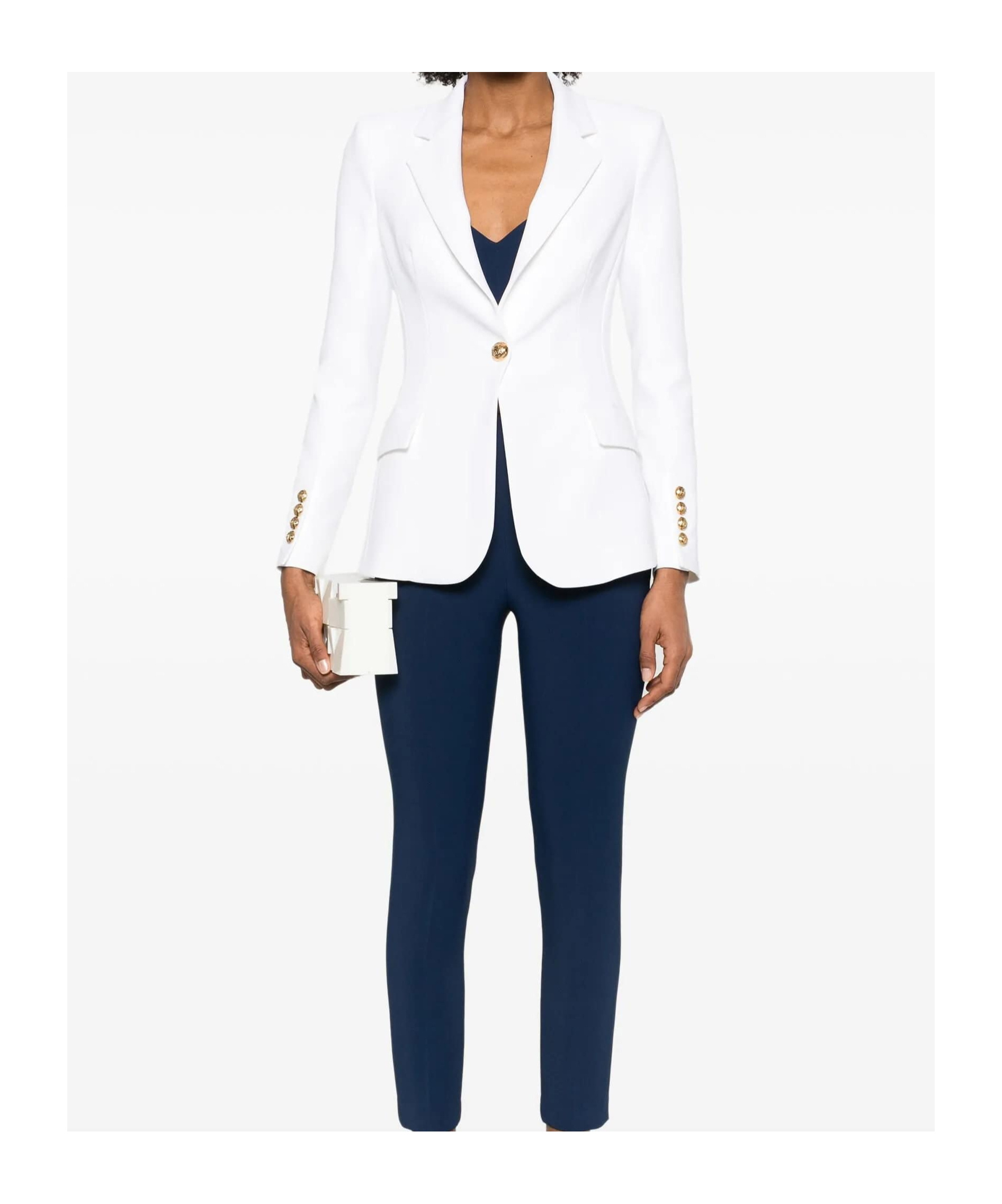 Elisabetta Franchi Krepp-blazer Mit Riemendetail In White