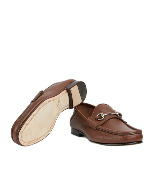 Gucci Men's Horsebit 1953 Grained Leather Bit Loafers In Brown