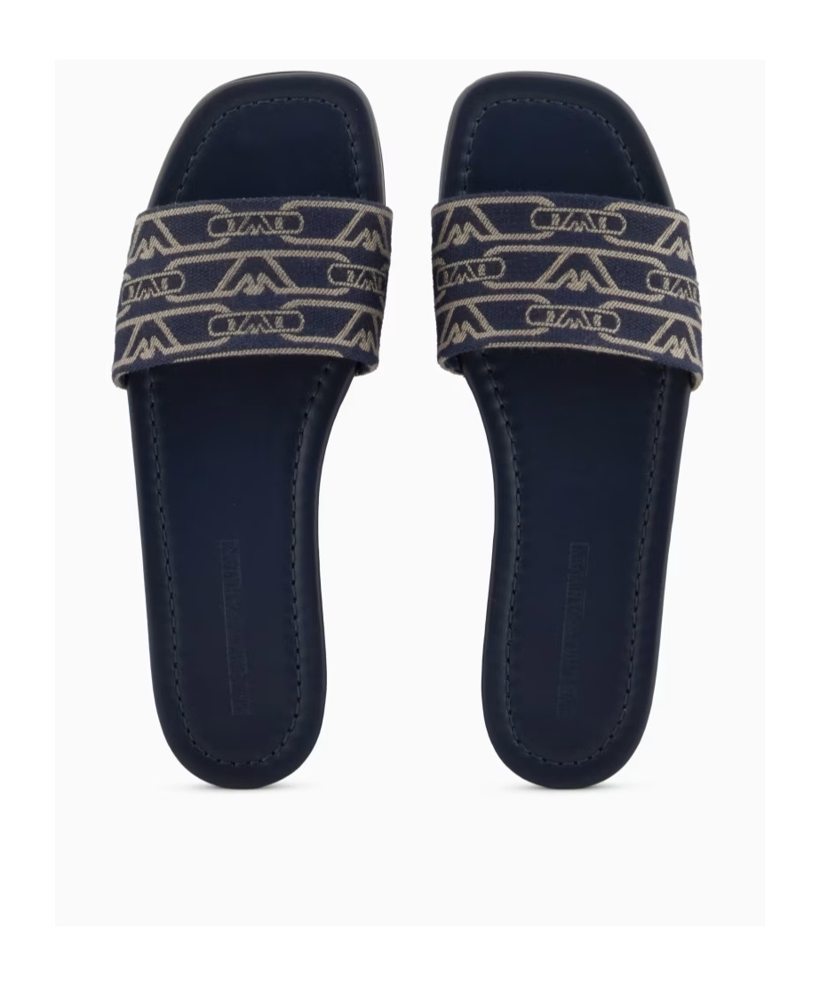 Emporio Armani Jacquard Canvas Sandals With All-over Monogram