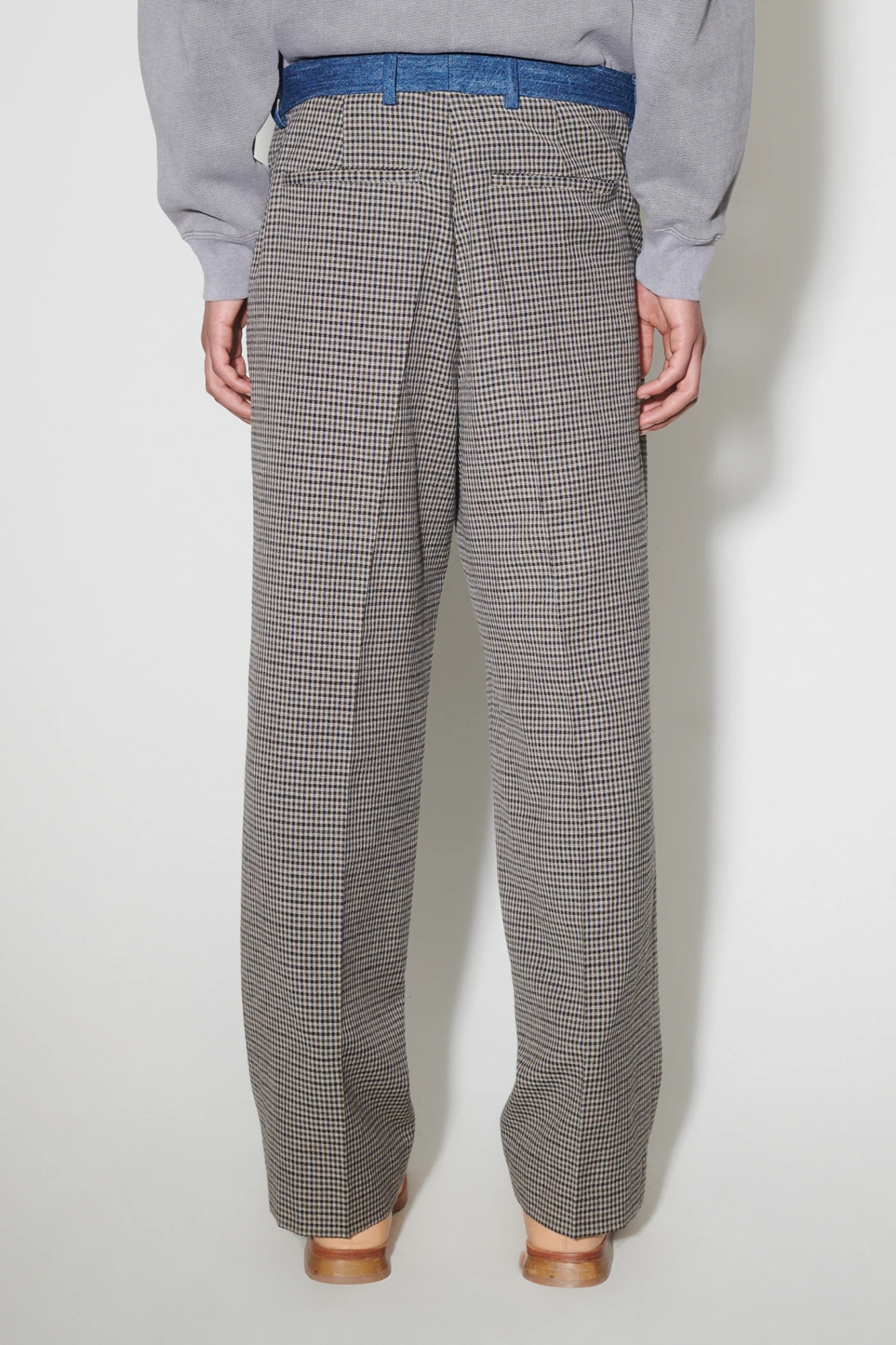 Our Legacy Plaid Wool Casual Trousers In Gray