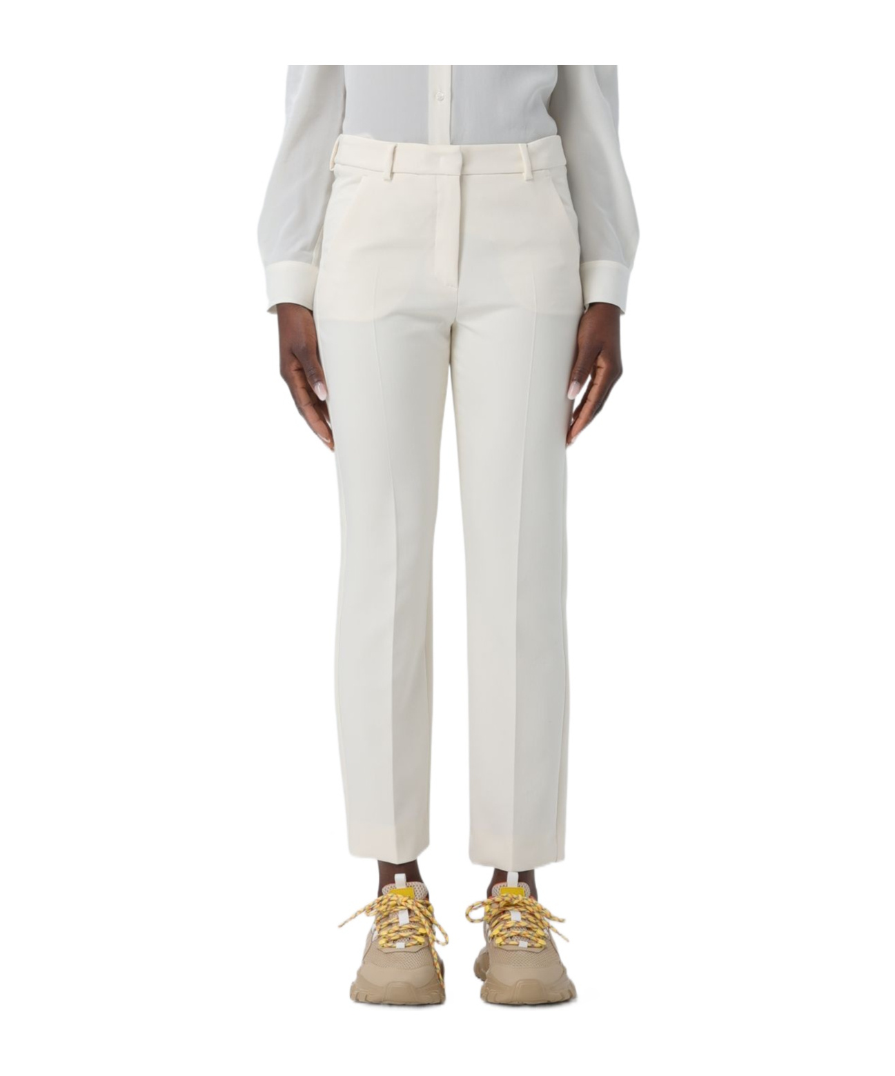 Weekend Max Mara Belt Ring Casual Pants In White