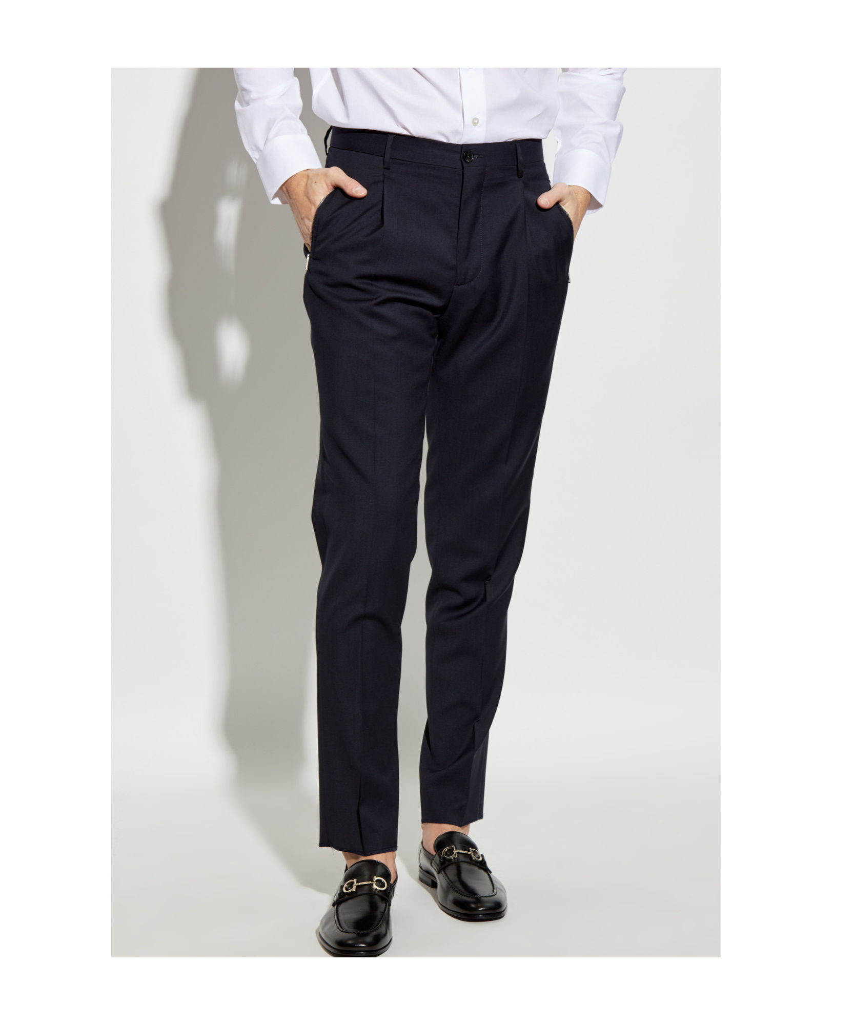 Etro Wool Blend Single Pleat Pants In Black
