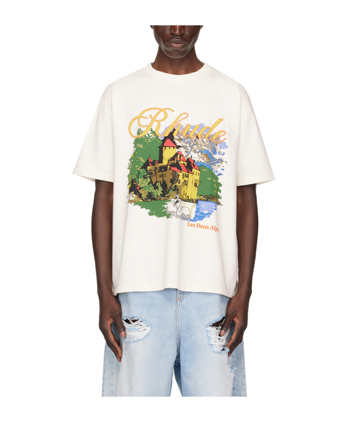 Rhude Logo Printed T-shirt In White