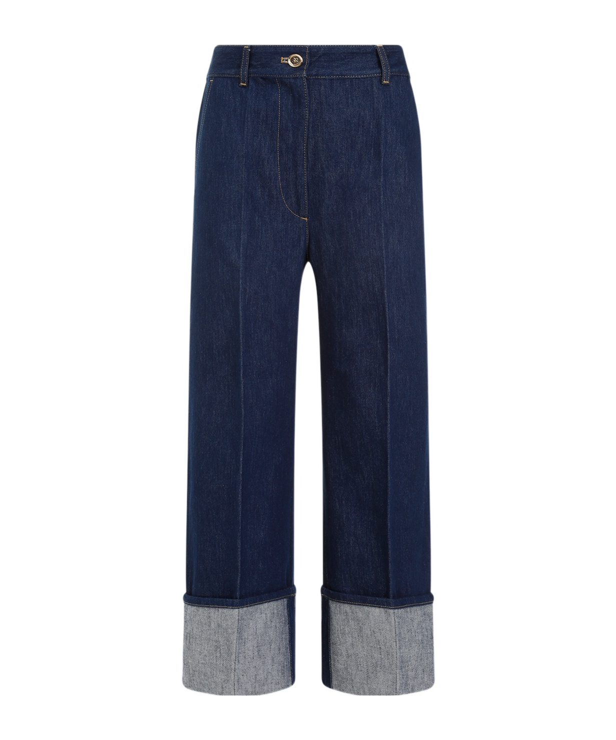 デニム・ジーパン PATOU WIDE-LEG INK BLUE JEANS IN DENIM Patou | Wide waistband trousers in cotton denim