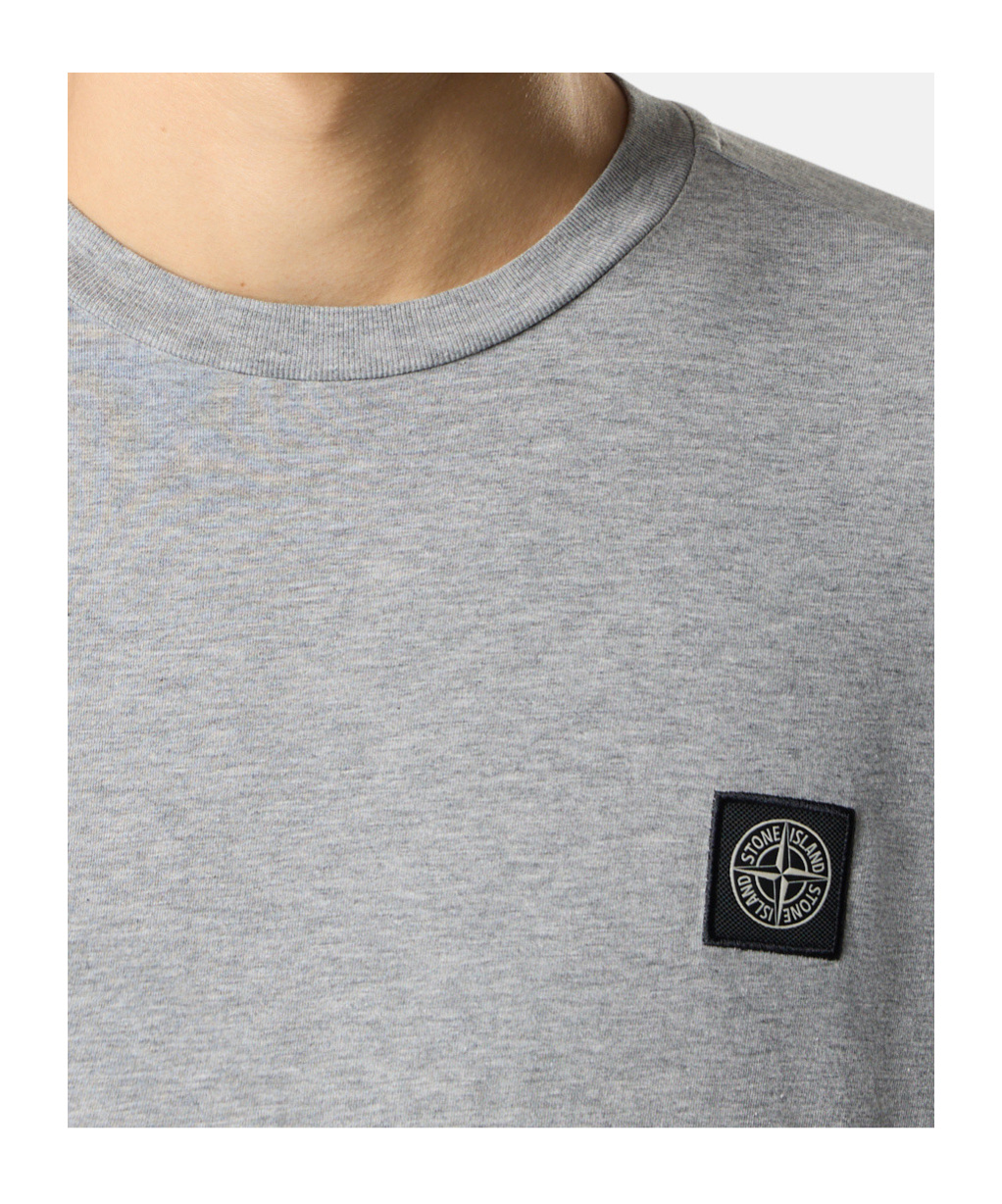 Stone Island Slim Fit Long Sleeve T-shirt With Compass Patch In Gray