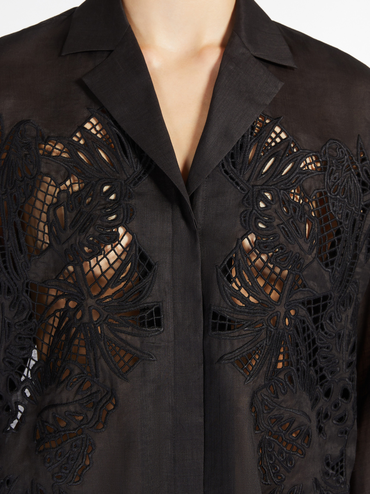 Max Mara Studio Legno Ramie Shirts In Black
