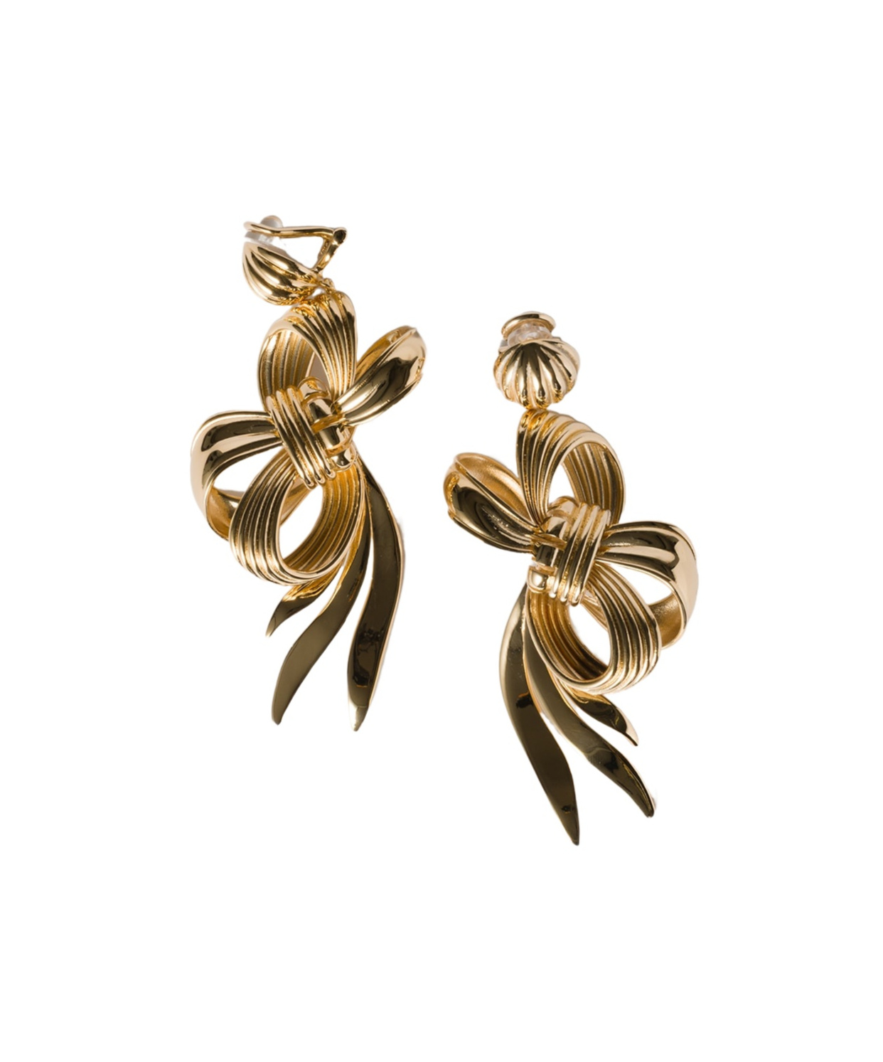 Miu Miu Metal Bow Earrings In Gold